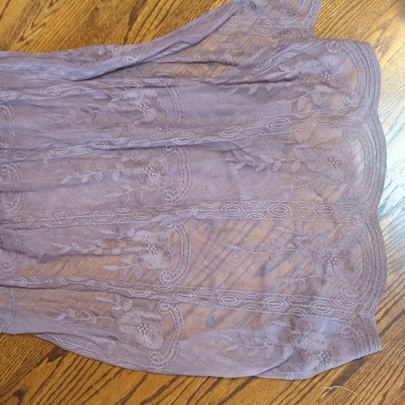 Haute Monde dusty purple lace semi sheer lace boho festival maxi dress NWT Sz M - Picture 3 of 4